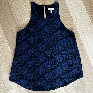 Joie Silk Black/Blue Floral Top, XS